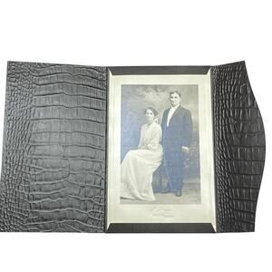 Antique Portrait Photograph of Couple in Keepsake Folder 1910s Irwin Bisbee AZ